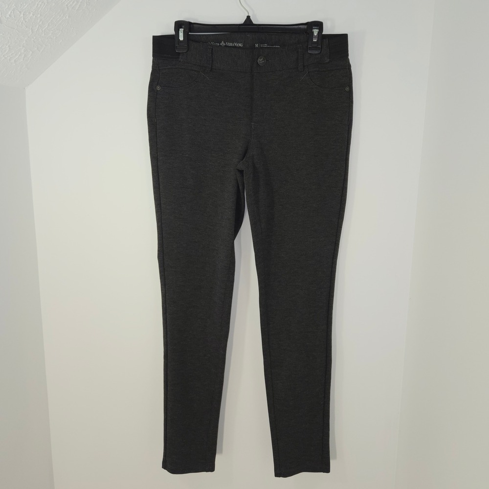 Simply Vera Vera Wang Womens Gray Heathered Skinny Ponte Pants Size Medium